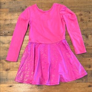 Pixie Lane Pink Casual Dress with Flared Skirt and Long Sleeves